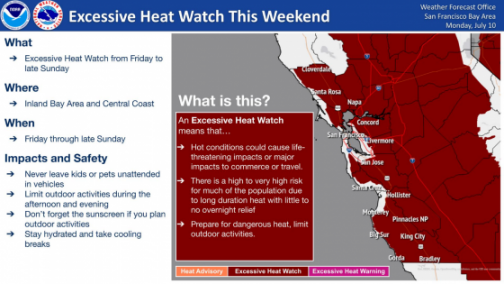 NWS Hanford on X: Excessive Heat Warning for most of Central California  from 11 AM PDT Saturday morning until 8 PM PDT Monday evening. Dangerous  heat will result in a major to